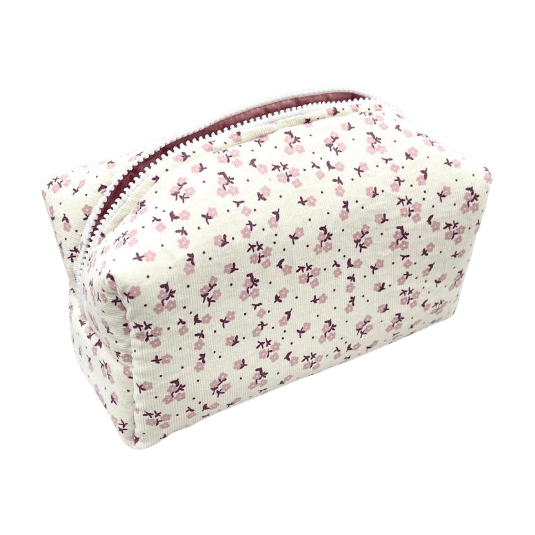 DI STORE КОСМЕТИЧКА ВЕЛЬВЕТ С МАЛЕНЬКИМИ РОЗОВЫМИ ЦВЕТОЧКАМИ 