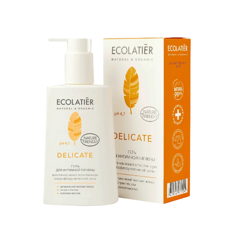 ECOLATIER DELICATE ГЕЛЬ ДЛЯ ИНТИМНОЙ ГИГИЕНЫ С ЭКСТРАКТОМ ЛОТОСА