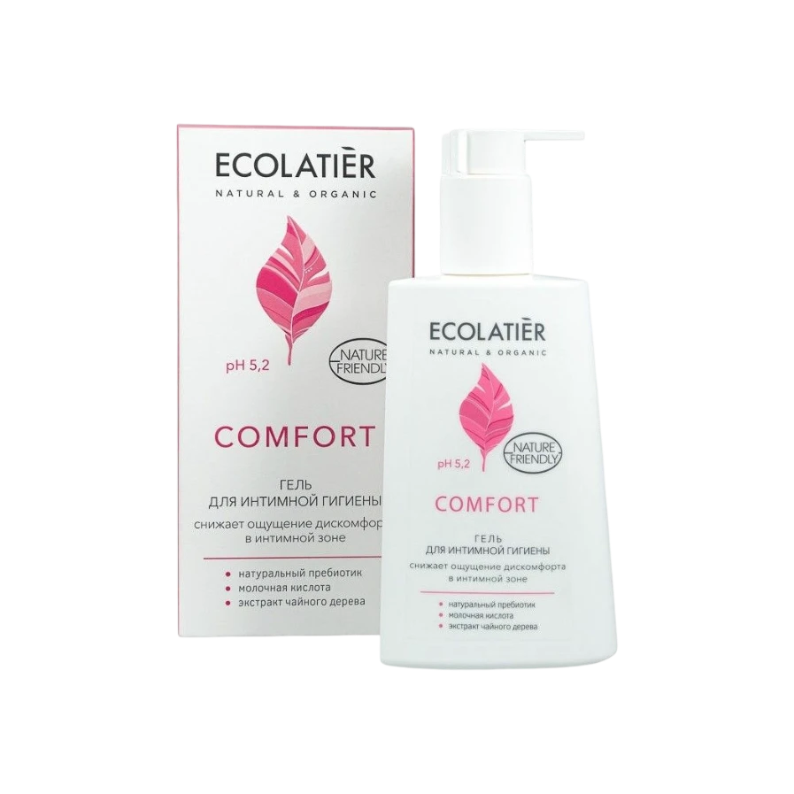 ECOLATIER COMFORT ГЕЛЬ ДЛЯ ИНТИМНОЙ ГИГИЕНЫ С МОЛОЧНОЙ КИСЛОТОЙ 